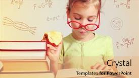  Presentation with book glasses - PPT layouts consisting of girl in glasses studies physics background and a coral colored foreground