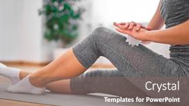  Presentation with gym ball - Colorful presentation design enhanced with girl-in-gray-tracksuit backdrop and a gray colored foreground