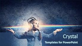  Presentation with laydy and music - Audience pleasing slide set consisting of girl in headphones enjoying music backdrop and a  colored foreground