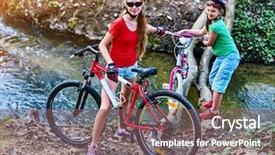  Presentation with brave - PPT theme with girl in helmet cycling ford background and a violet colored foreground