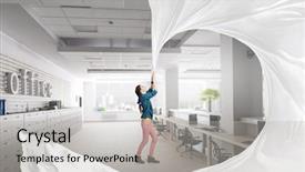  Presentation with take - Cool new presentation with girl in interior take white fabric mixed media backdrop and a light gray colored foreground