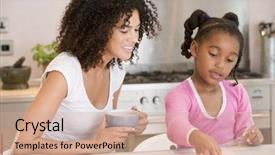  Presentation with art aestetic menarik - Beautiful presentation design featuring girl in kitchen with art backdrop and a  colored foreground