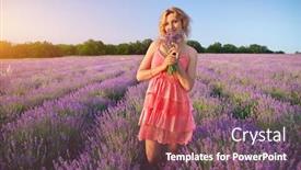 Presentation with lavender - Cool new PPT layouts with girl in lavender meadow emotional scene backdrop and a violet colored foreground