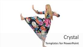  Presentation with flower - Presentation theme with girl in long flower dress background and a white colored foreground