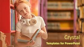  Presentation with children hands - PPT theme having girl-in-modern-casual-clothes background and a tawny brown colored foreground