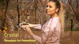  Presentation with fruit tree - Amazing presentation theme having girl-in-orchard-pruning backdrop and a red colored foreground