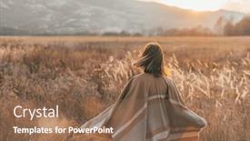  Presentation with alone - Presentation theme featuring girl-in-poncho-travel-alone background and a violet colored foreground