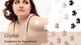  Presentation with prom - PPT theme having girl in prom dress puzzle background and a lemonade colored foreground