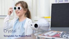  Presentation with ophthalmologist - Presentation design consisting of eye care children - girl in red and green background and a lemonade colored foreground