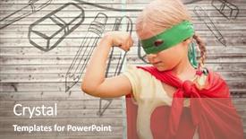  Presentation with girl in red dress - Slide deck featuring girl in red cape showing background and a coral colored foreground