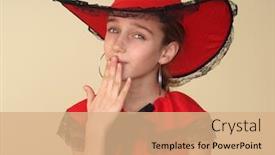  Presentation with kiss - Slides having girl in red sending a kiss background and a coral colored foreground