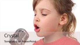  Presentation with microphone - Beautiful theme featuring girl in red shirt singing backdrop and a coral colored foreground