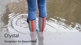 Presentation with rubber - Cool new presentation theme with girl in rubber boots outdoors backdrop and a light gray colored foreground