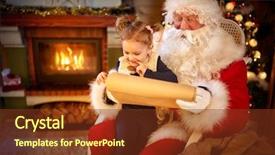  Presentation with christmas girl - Audience pleasing slide deck consisting of girl in santa claus lap backdrop and a tawny brown colored foreground