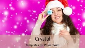  Presentation with color pink - Audience pleasing slides consisting of girl in santa hat portrait with little gift box posing on pink color background christmas holiday concept happy and emotions backdrop and a coral colored foreground