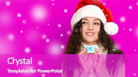  Presentation with color pink - Amazing theme having girl in santa hat portrait with little gift box posing on pink color background christmas holiday concept happy and emotions backdrop and a purple colored foreground