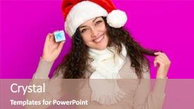  Presentation with color pink - Slide deck consisting of girl in santa hat portrait with little gift box posing on pink color background christmas holiday concept happy and emotions background and a coral colored foreground