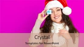  Presentation with color pink - Theme having girl in santa hat portrait with little gift box posing on pink color background christmas holiday concept happy and emotions background and a coral colored foreground