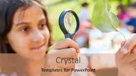  Presentation with summer camp - Theme with girl-in-summer-camp-biology background and a coral colored foreground