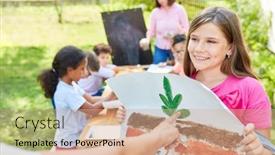  Presentation with plant ecology - Slides having girl-in-summer-camp background and a coral colored foreground