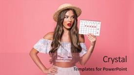  Presentation with girl scouts explorer summer - Audience pleasing slide set consisting of girl in summer clothes showing backdrop and a coral colored foreground