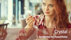  Presentation with coffee book - Slide set consisting of girl in the cafe is background and a red colored foreground