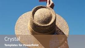  Presentation with sky blue - Beautiful PPT theme featuring girl-in-the-hat-holds backdrop and a coral colored foreground