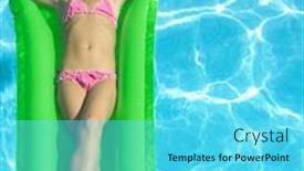  Presentation with swimming pool - Presentation enhanced with girl in the swimming pool in sun glasses background and a cyan colored foreground