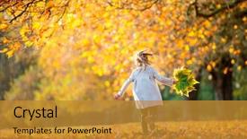  Presentation with golden light - Presentation theme enhanced with girl in the warm autumn background and a gold colored foreground