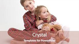  Presentation with sitting teddy bear isolated - PPT theme with girl in their pajama background and a coral colored foreground