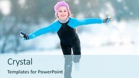  Presentation with skating - Slide deck enhanced with girl in thermal suits skating background and a light blue colored foreground