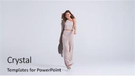  Presentation with trousers - Amazing presentation theme having girl in top and trousers backdrop and a light gray colored foreground