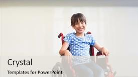  Presentation with wheelchair - Cool new PPT theme with girl in wheelchair in school backdrop and a sky blue colored foreground