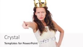  Presentation with crown - Audience pleasing presentation design consisting of girl in white dress and crown isolated on white backdrop and a light gray colored foreground