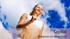  Presentation with solidago sport - Presentation design with girl in white wear running background and a  colored foreground