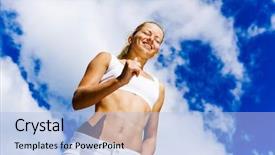  Presentation with bottom up - Amazing presentation design having girl in white wear running backdrop and a  colored foreground