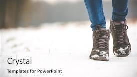  Presentation with winter - PPT layouts featuring girl in winter boots walking background and a  colored foreground