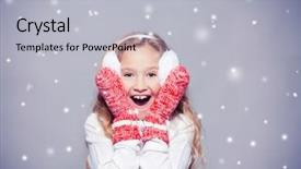  Presentation with save girl child - PPT theme with girl in winter clothes happy background and a  colored foreground