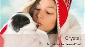  Presentation with winter border - Slides with girl in winter coat holding a 5 weeks old border collie puppy background and a coral colored foreground