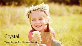  Presentation with watercolor wreath of flowers - Slides having girl in wreath of flower background and a yellow colored foreground