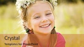  Presentation with watercolor wreath of flowers - Slide deck featuring girl in wreath of flower background and a red colored foreground