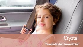  Presentation with child safety - Beautiful PPT theme featuring girl indoor car putting safety backdrop and a  colored foreground