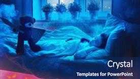  Presentation with frightened child - Cool new presentation theme with girl is afraid of monster backdrop and a ocean colored foreground