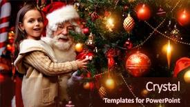  Presentation with girl christmas - Presentation design consisting of girl is decorating the christmas background and a  colored foreground