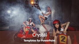  Presentation with driving - Amazing slide set having girl is driving go-kart backdrop and a tawny brown colored foreground