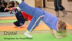  Presentation with gymnastics - Colorful PPT layouts enhanced with girl is engaged in gymnastics backdrop and a mint green colored foreground