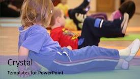  Presentation with gymnastics - Beautiful presentation theme featuring girl is engaged in gymnastics backdrop and a teal colored foreground