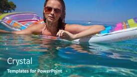  Presentation with mattress - Presentation consisting of girl is floating on the mattress background and a ocean colored foreground