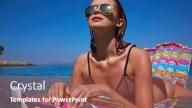  Presentation with mattress - Presentation theme with girl is floating on the mattress background and a red colored foreground