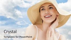  Presentation with summer sun - Beautiful slide deck featuring girl is happy summer sun backdrop and a lemonade colored foreground